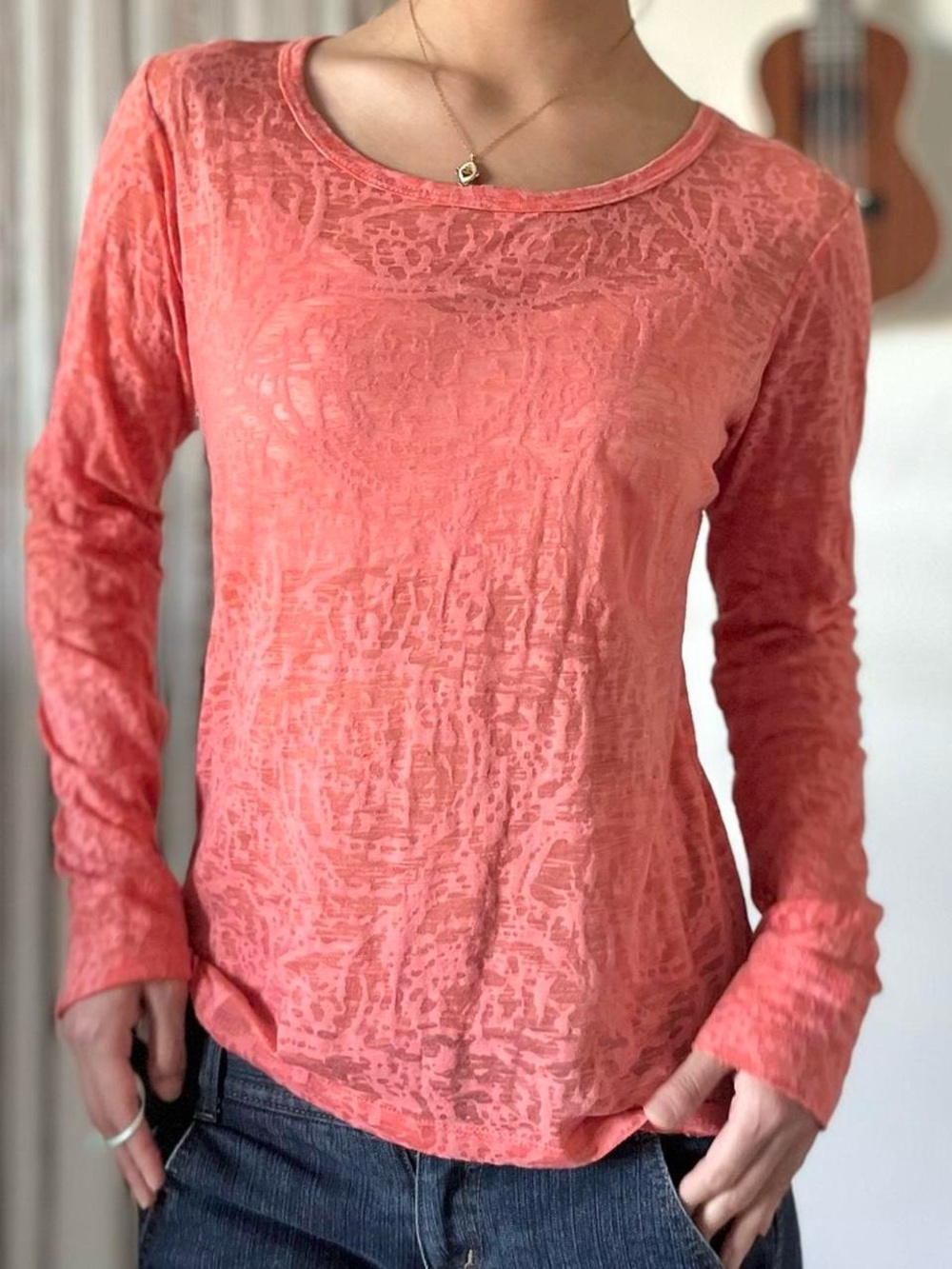 bongo long sleeve sheer top